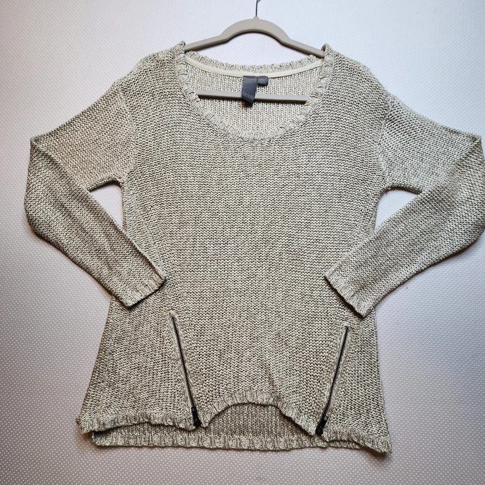 Suéter Quinn Mujer Pequeño Beige Pullover Manga Larga Cremallera Acentos Foto 1 de 4