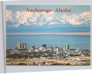 Skyline Aerial Anchorage Alaska Snow Covered Mountain Range Postcard - Picture 1 of 2