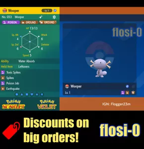 6IV Shiny Wooper Paldean Pokemon Scarlet and Violet - Picture 1 of 1