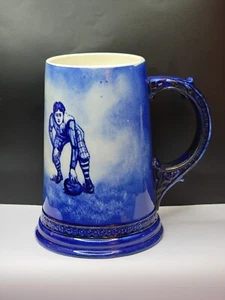 Antique CAC Lenox Football/Rugby Player Stein/Mug - Cobalt & White - Picture 1 of 12