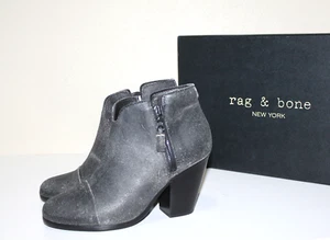 New sz 6 / 36 Rag & Bone Margot Gray Black Suede Ankle Bootie Heel Shoes - Picture 1 of 9