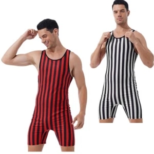 Pantalones Cortos Para Hombre Suave Niño Monos Bodycon Tanque Leotardo Rayas Ropa de Noche Calzoncillos - Imagen 1 de 23