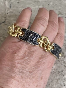 Bronzo Italia Gold Color Bronze 6.00 tcw Black Spinel Bracelet 6.75"L - Picture 1 of 12
