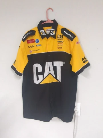 Vintage NASCAR Official Pit Crew Button Up Shirt Ward Burton #22 CAT Dodge Large Cover