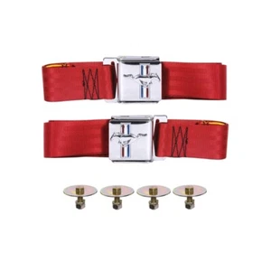 Ford Mustang Seat Belt Seatbelt Seatbelts BRIGHT RED 1964 1965 1966 1969 1970 71 - Picture 1 of 5