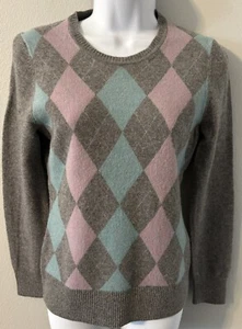 Vintage Brooks Brothers Damenpullover blau grau 100 % Lammwolle Argyle Größe M #102 - Bild 1 von 8