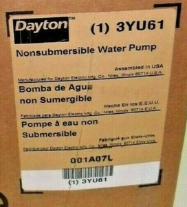 DAYTON 3YU61 - 1/12  HP Utility Pump, 115 Volts, 3/4 in MGHT Inlet & Hose Outlet - Picture 1 of 2