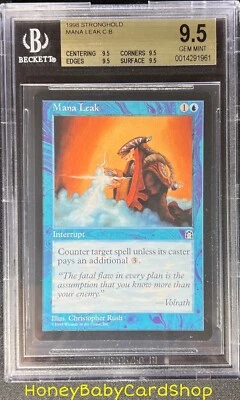 MTG Stronghold 1998 Mana Leak BGS 9.5Q (TRUE QUAD) GEM MINT Silver Age Staple - Image 1 of 4