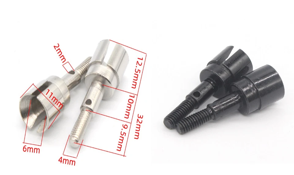 2x RC 02033 Metall Radachse Rad Achse Für 1:10 RC Auto Amewi HSP Buggy Truck - Bild 1 von 1