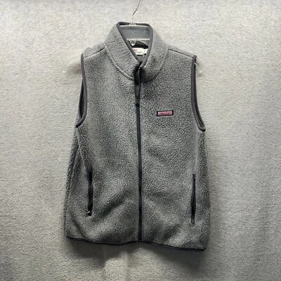 Vineyard Vines Chaleco Mujer Pequeño Gris Sherpa Cremallera Sudadera Suéter Damas Foto 1 de 4