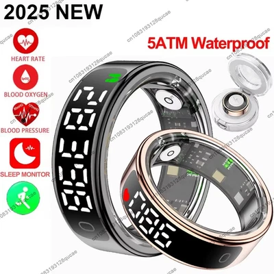 2025 Smart Ring Led-Display lad.Box Sport Herzfreq.Blut Sauerst.5ATM Android IOS - Bild 1 von 4