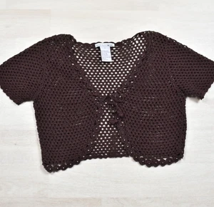 Corbata Y2K Madison Leigh Frontal Encogida de hombros Marrón Manga Corta Talla Pequeña De Colección Años 2000 - Imagen 1 de 4