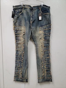 JEANS FWRD para hombre, 50X36, True Stacked, NUEVO con etiqueta 5 bolsillos, desgastados - Imagen 1 de 7