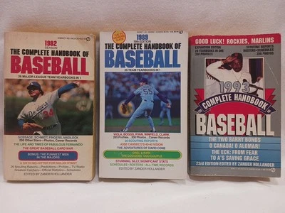 The Complete Handbook Of Baseball 1982, 1989, 1993 PB Book Lot Zander Hollander  - Image 1 of 4