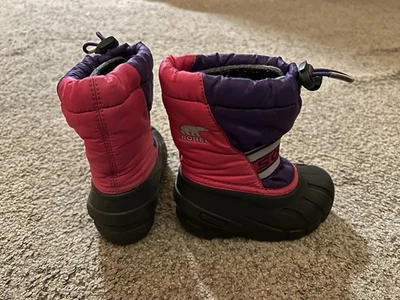 Sorel Winter Snow Boots Pink/Purple Waterproof Liners Kids Size 8 - Image 1 of 4
