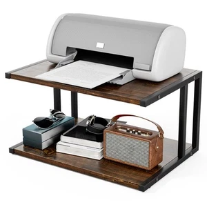 with 2 Tier Wood Shelves Desktop Organizer for Small Space Fax Machine Shelf Sta - Picture 1 of 7