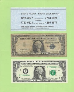 '4265 3677 & 7763 5624' .. FORWARD & BACK  $1 SERIAL  MATCH .. 1957B & 2009 - Picture 1 of 1