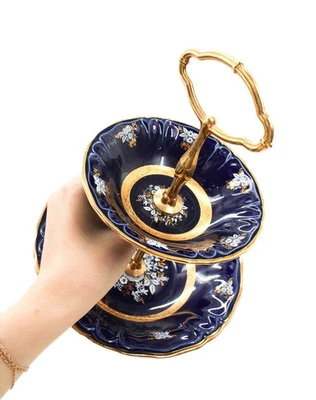 Présentoir à gâteaux serviteur apéritif vintage en porcelaine Revol - Photo 1/4