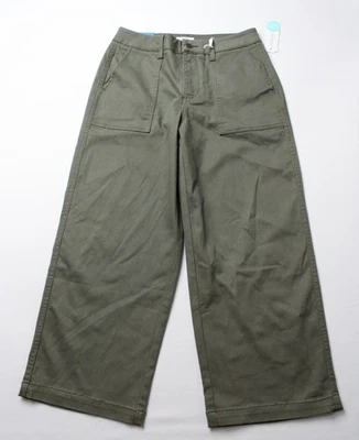 Market & Spruce Women's Petite High Rise Wide Leg Crop Pant AP2 Olive Size: 6P - Image 1 of 4