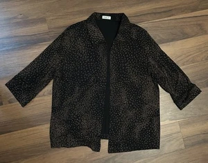 Vikki Vi Open Cardigan Jacket Size 2X Animal Print 3/4 Sleeves Shoulder Pads - Picture 1 of 6