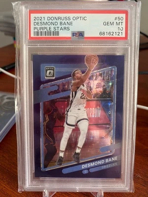 2021 FOTL Donruss Optic Desmond Bane Purple Stars /13 PSA 10 Memphis Grizzlies - Image 1 of 2