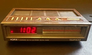 Vintage YORX Telephone AM/FM Radio Electronic Digital Alarm Clock [Model R514B] - Picture 1 of 4