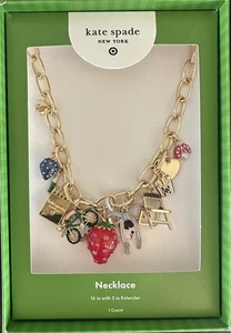 Collana Kate Spade Target New York Charm Statement Oro Grossa In Mano Nuova - Foto 1 di 1