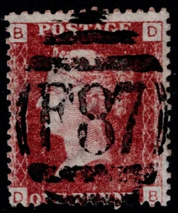 1864 GB gebraucht in SMYRNA 1d rot SG 43/Z 211 Upright F87 rar so fein super gebraucht - Bild 1 von 1