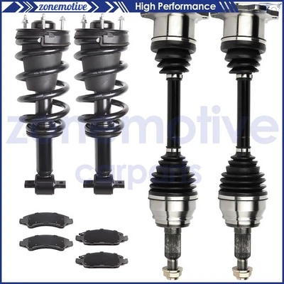 Fits Chevrolet Suburban 1500 5.3L Front CV Axles + Brake Pads + Complete Struts - Image 1 of 4