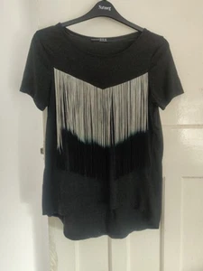 Primark Fringed Black Top Size 16 - Picture 1 of 3