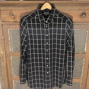 Banana Republic tunica donna Parker con bottoni nero/bianco a quadri pieghe carriera - Foto 1 di 9