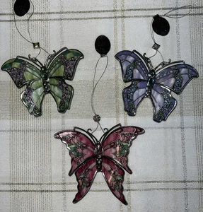 Christmas Bradford Exchange Silken Wings Butterfly Issue #11 Ornaments Set Of 3 - Picture 1 of 9
