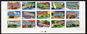 SCOTT #3596-3610 (3610a) Greetings America Block of 15 Stamps - MNH - Picture 1 of 1