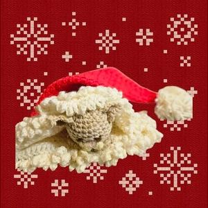 Vtg Hand Crochet Kitten In Christmas Santa Hat 18" Length *READ * - Picture 1 of 3