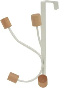 Home Basics Over The Door Hook Hanger with Wooden Accents, White 2 Pack - Picture 1 of 3