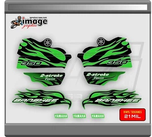 KIT DE GRÁFICOS Yamaha Banshee VERDE 21 MIL DE ESPESOR ALTO BRILLO SIN BURBUJAS - Imagen 1 de 1