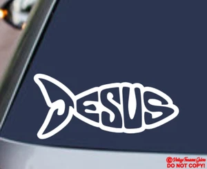 JESUS FISH Vinyl Decal Sticker Car Rear Window Wall Bumper CHRISTIAN FAITH GOD - Picture 1 of 6