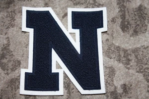 Vintage School Letterman Varsity chenille Letter N Sports sew on patch BLACK - Picture 1 of 1