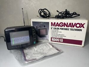 Magnavox RD0510 C102 Portable Working 5” TV With Cables Manual Power Source Box