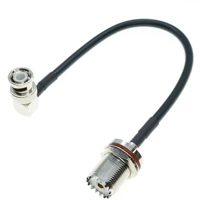RG58 UHF Female SO239 to BNC Male plug Right angle Connector RF Jumper Cable Lot - Image 1 of 4