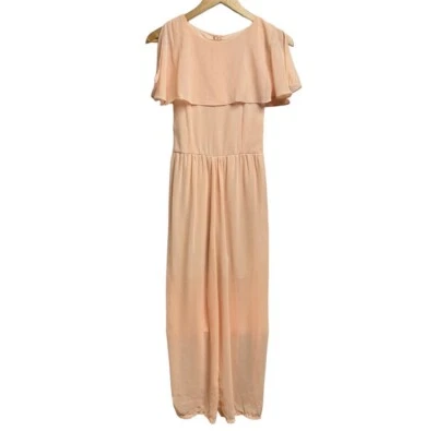 复古珊瑚雪纺无袖正装连身裤缩褶后 XS / S — 第 1/4 张图片