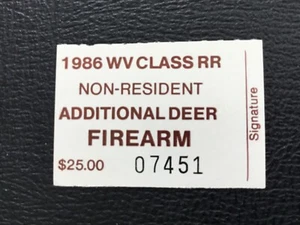 ICOLLECTZONE US West Virginia Non-Resident 1986 Deer Hunting VF NH - Picture 1 of 1