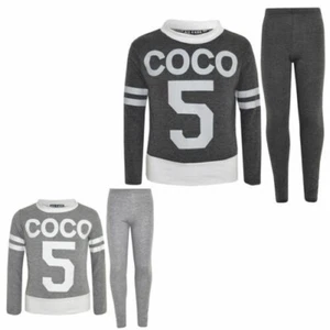 Girls Top Kids COCO 5 Print Trendy Crop Top & Fashion Legging Set Age 7-13 Years - Picture 1 of 15