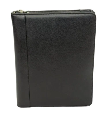 Franklin Quest Planner Classic 7-Ring Organizer Zip Around Black Leather 8.5x11 - Image 1 of 4