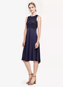 Ann Taylor ärmelloses ausgestelltes Spitzenkleid Größe 4 neu mit Etikett - Bild 1 von 4