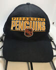 Vintage 90er Jahre Pittsburgh Penguins NHL Sport Spezialitäten Druckknopflasche 20 % Wolle Mütze Kappe