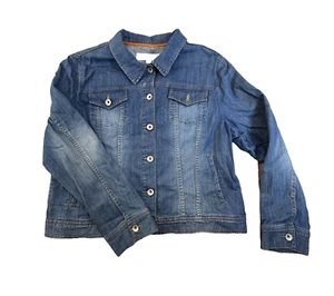 Merona Women's Faded Denim Jean Jacket With Pockets Cowgirl Size XXL - Picture 1 of 14