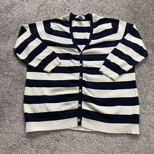 Covington Sweater Cardigan Womens Large Blue White Striped Button Down Knitted - Picture 1 of 12