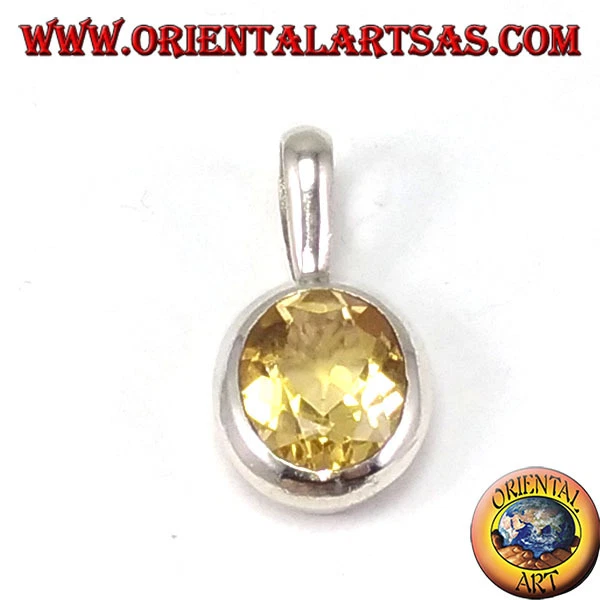Ciondolo in argento 925 ‰  con Topazio naturale ovale incastonato - Immagine 1 di 1