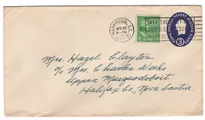 US 1951 VF gebrauchter Umschlag von Washington D.C. nach Halifax Nova Scotia Kanada - Bild 1 von 2